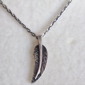 Men's Sterling Silver Feather Pendant Necklace